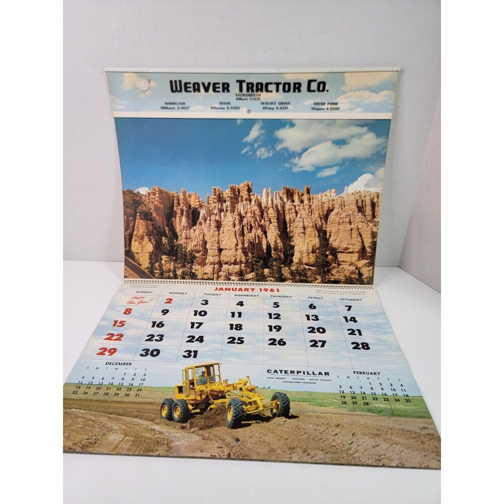 Vintage 1961 Caterpillar Tractor Calendar Weaver Tractor Co Sacramento CA